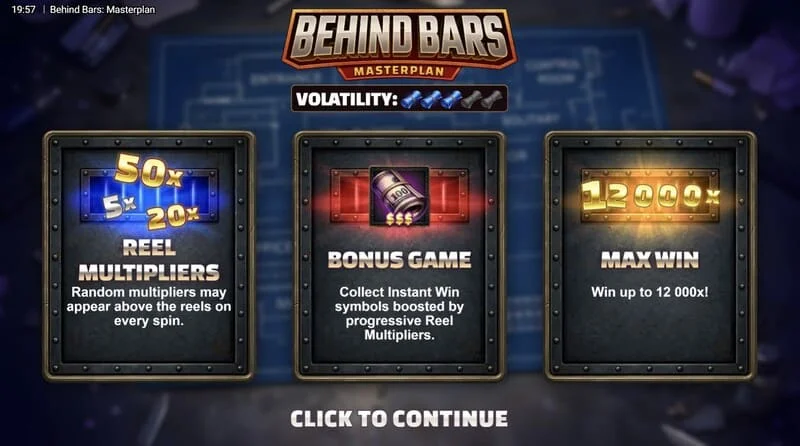 Behind Bars Masterplan - glavni izbornik s tri lika